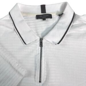 Ted Baker London 1/4 Zip White Black‎ Polo Size 4